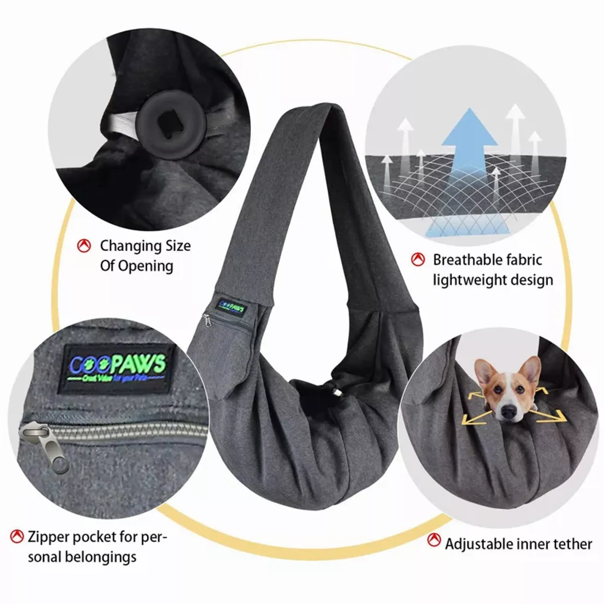 JESPET Comfy Pet Sling for Small Dog or Puppy