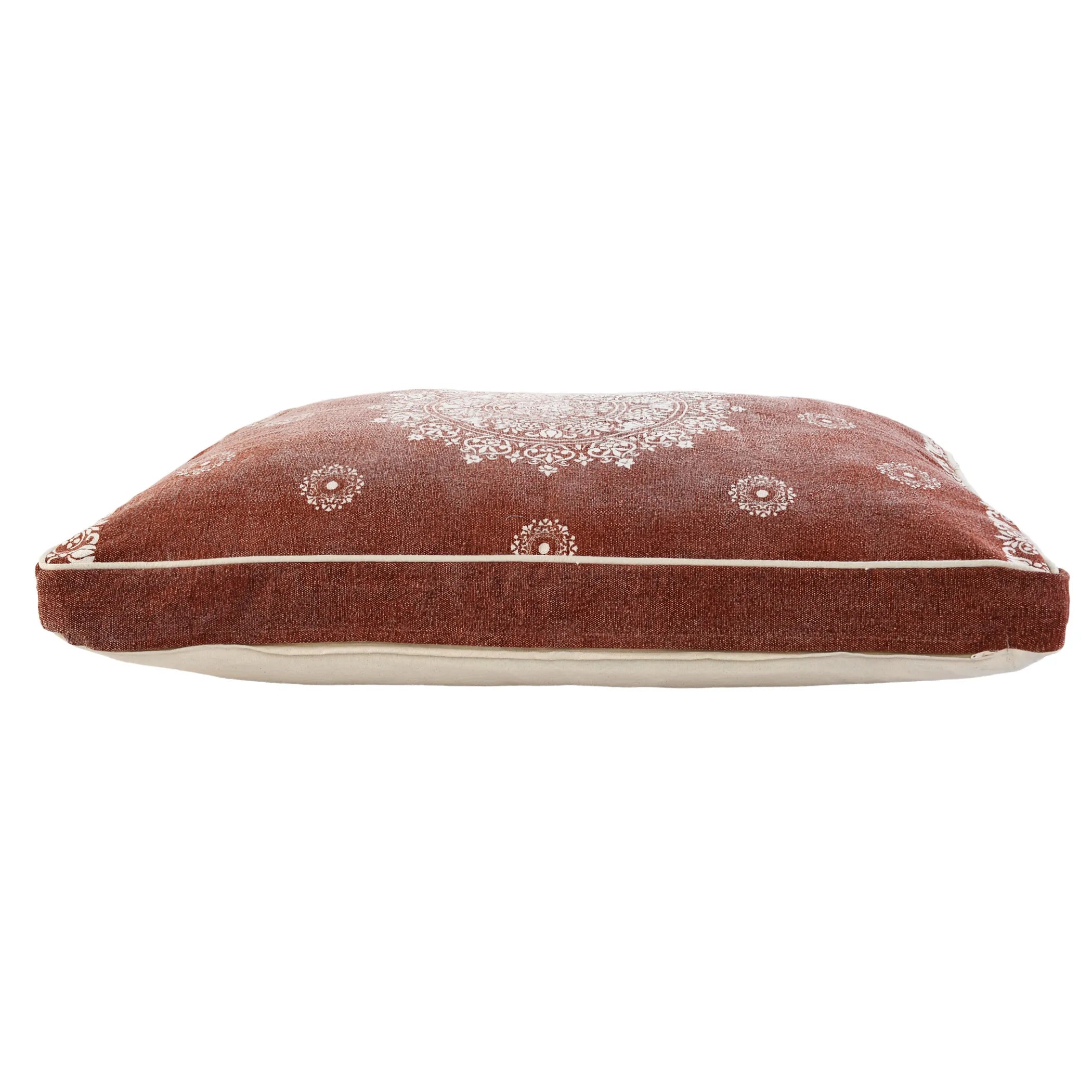 24" X 36" Stonewashed Red Medallion Pillow Style Pet Bed With Removable Cover